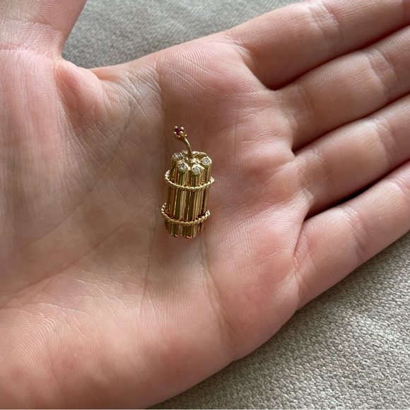 Retro🧨14K Gold🧨Diamond and Ruby Charm Pendant - Picture 4 of 12